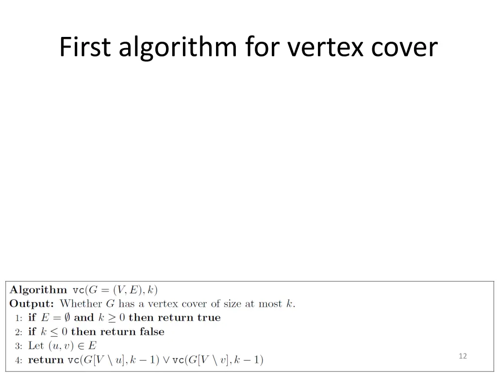 first algorithm for vertex cover