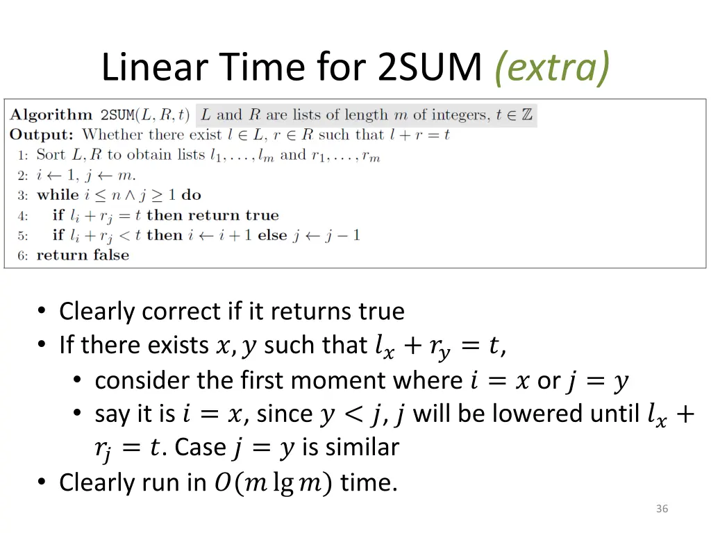 linear time for 2sum extra 1