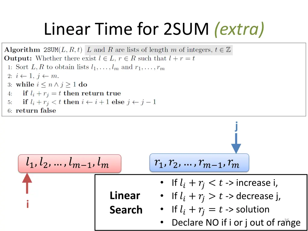 linear time for 2sum extra