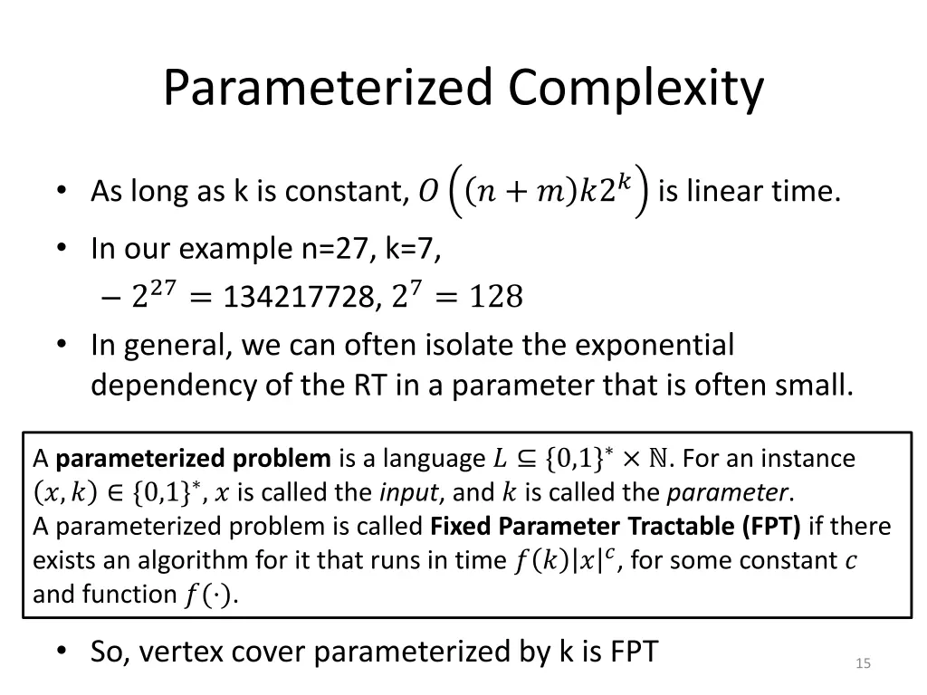 parameterized complexity
