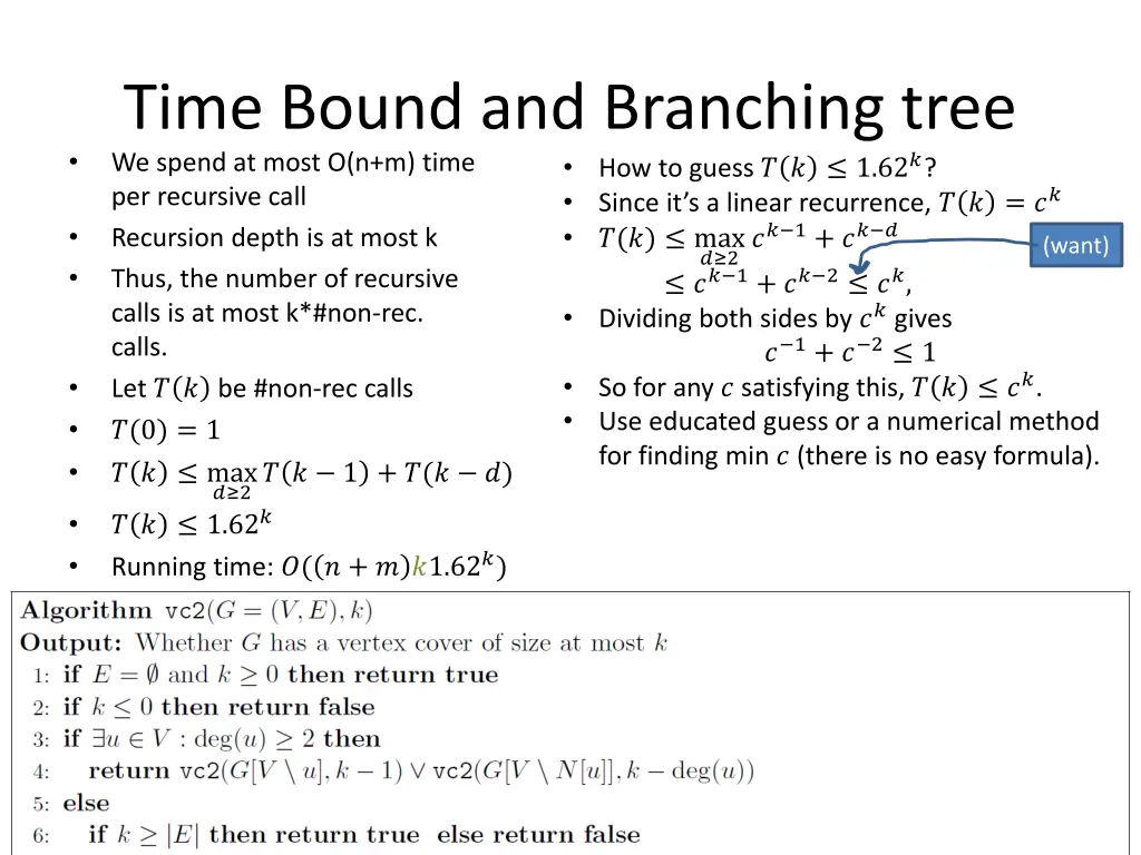 time bound and branching tree we spend at most 1