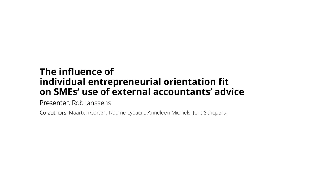 the influence of individual entrepreneurial