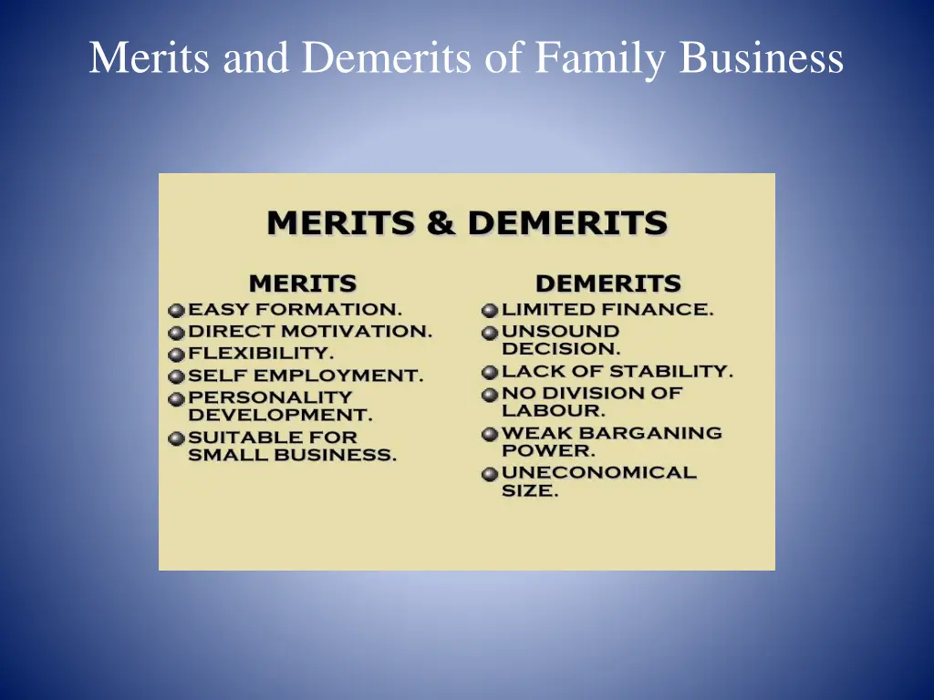 merits and demerits of family business