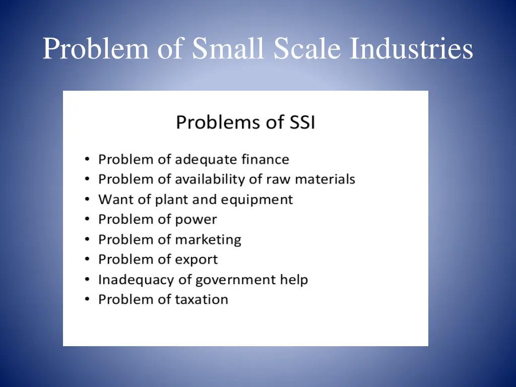 problem of small scale industries