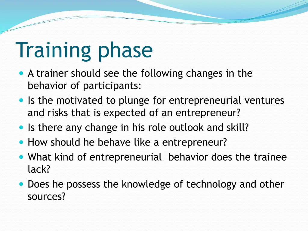 training phase