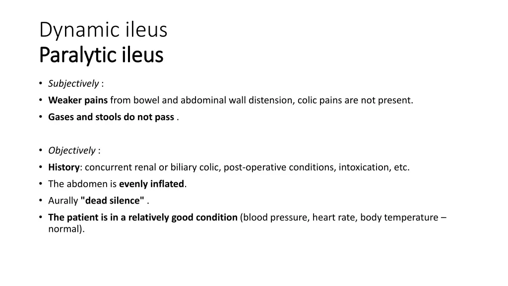 dynamic ileus paralytic ileus paralytic ileus
