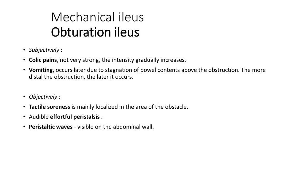 mechanical ileus obturation ileus obturation ileus