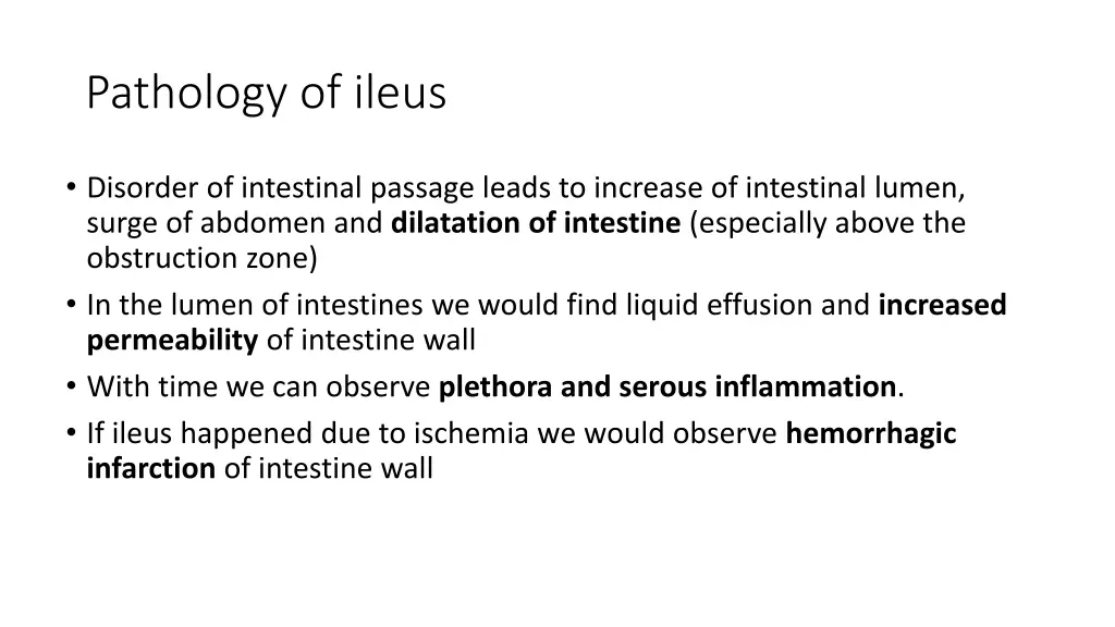 pathology of ileus
