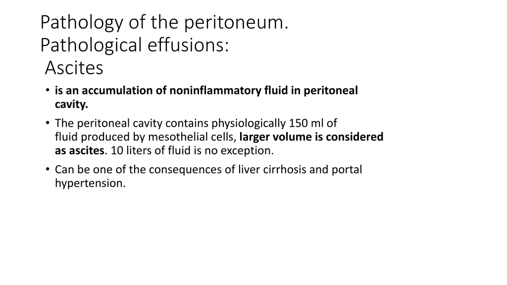 pathology of the peritoneum pathological
