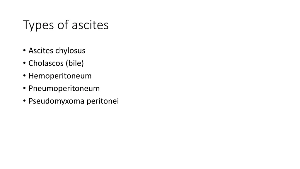 types of ascites