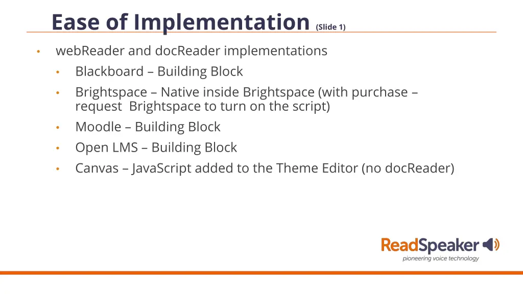 ease of implementation slide 1 webreader
