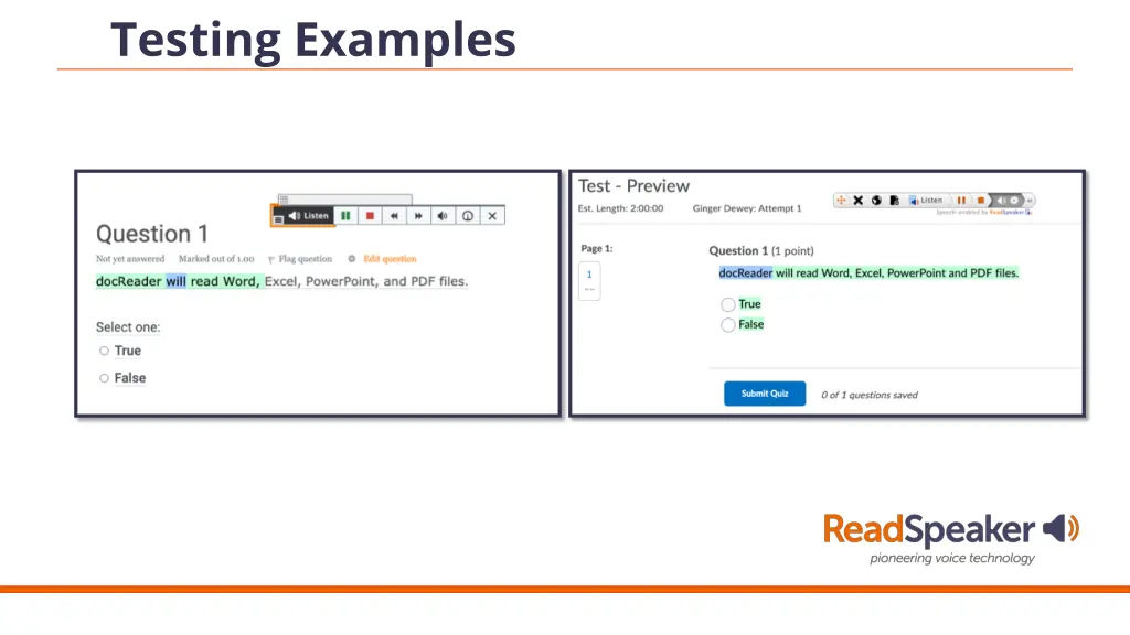 testing examples