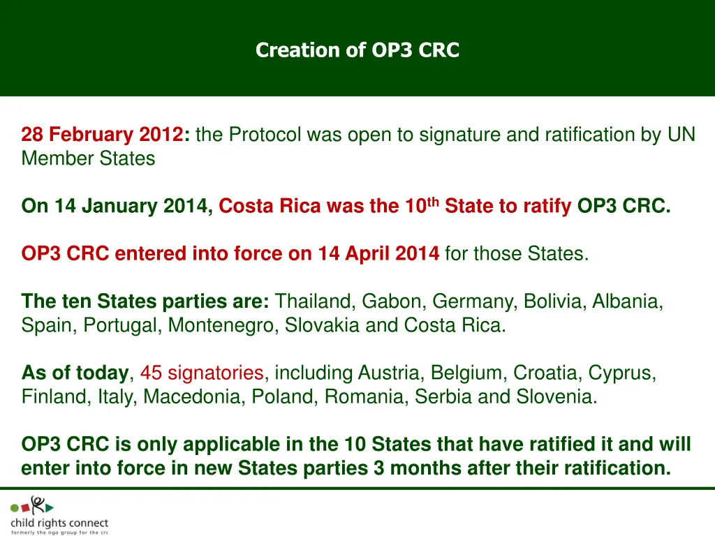 creation of op3 crc