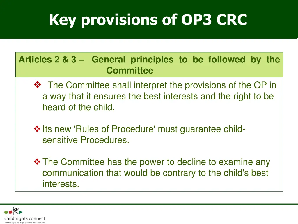 key provisions of op3 crc