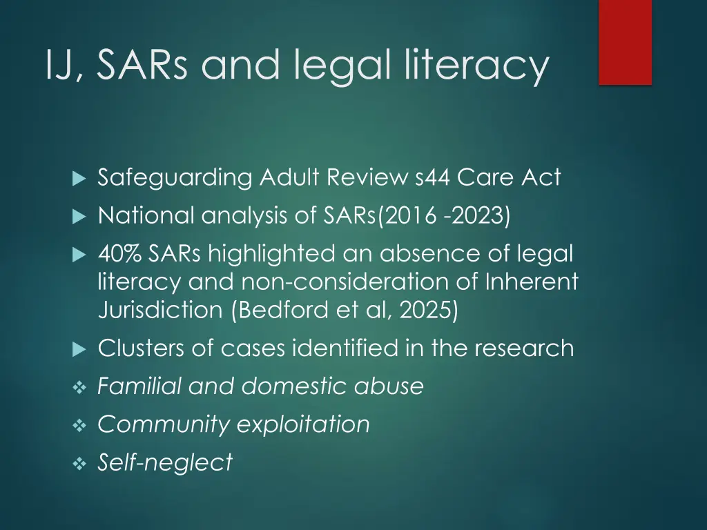 ij sars and legal literacy