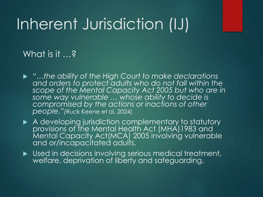 inherent jurisdiction ij