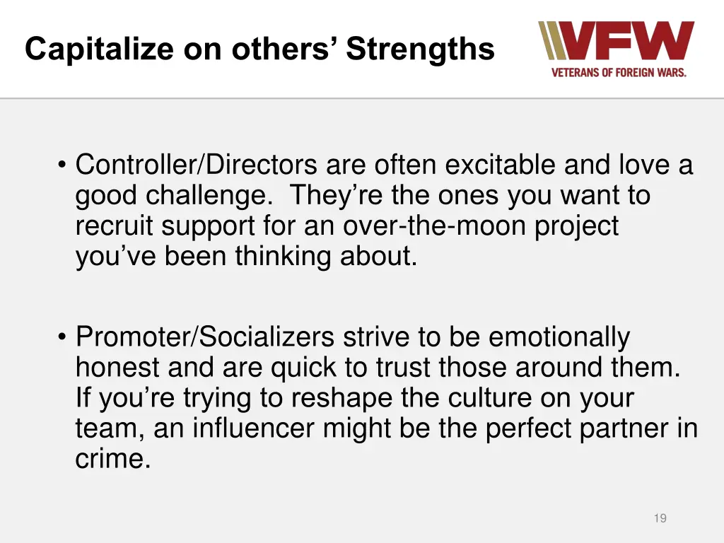 capitalize on others strengths
