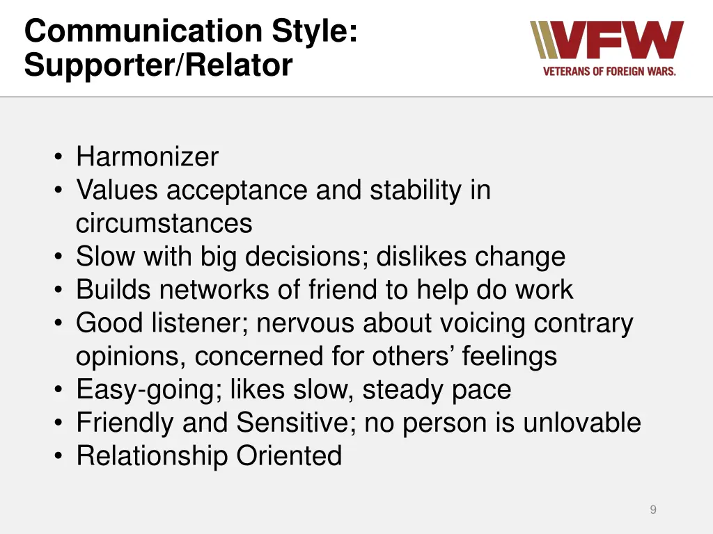 communication style supporter relator