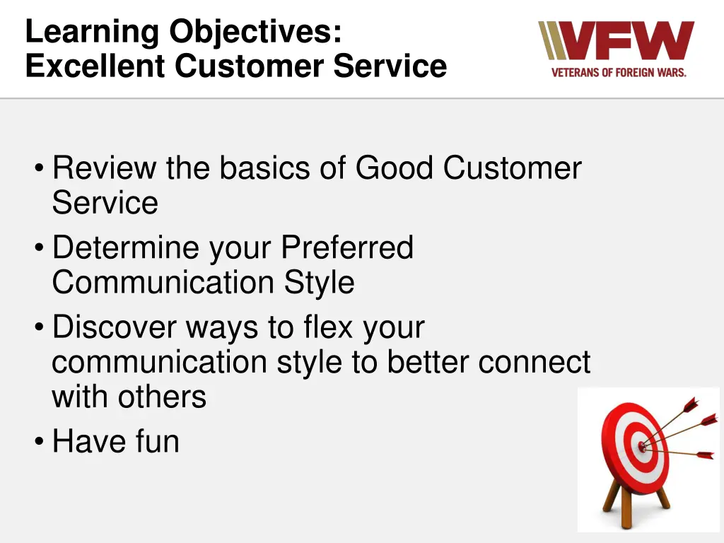 learning objectives excellent customer service