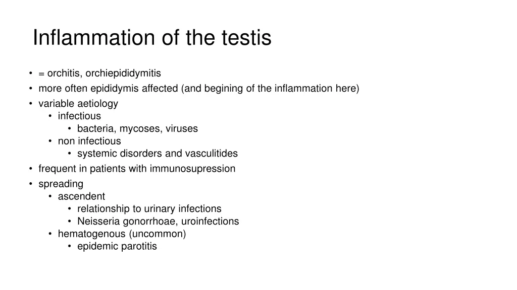 inflammation of the testis