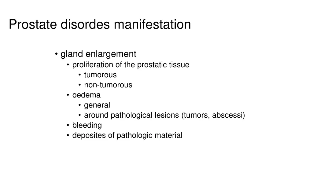 prostate disordes manifestation