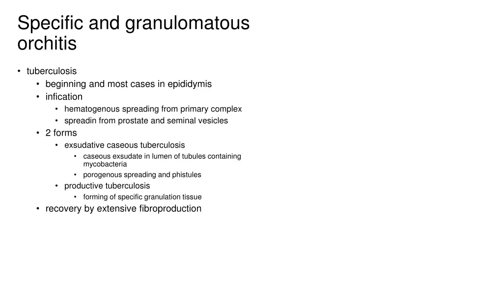 specific and granulomatous orchitis