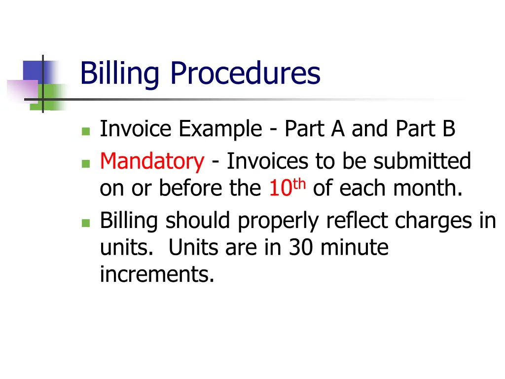 billing procedures