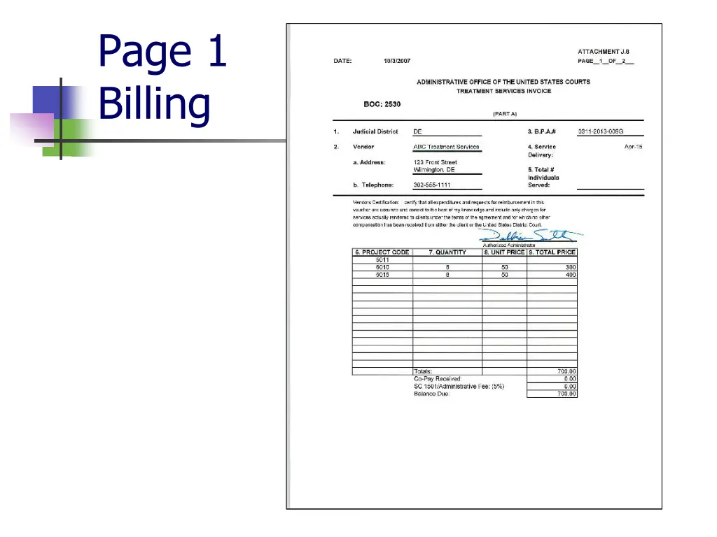 page 1 billing