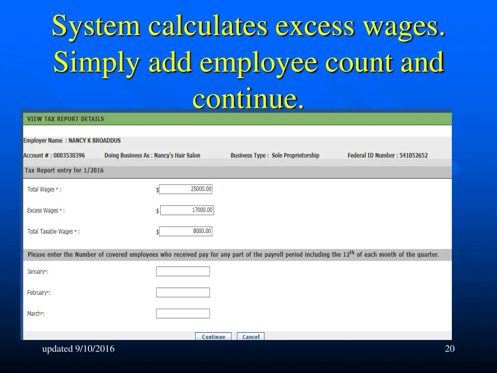system calculates excess wages simply