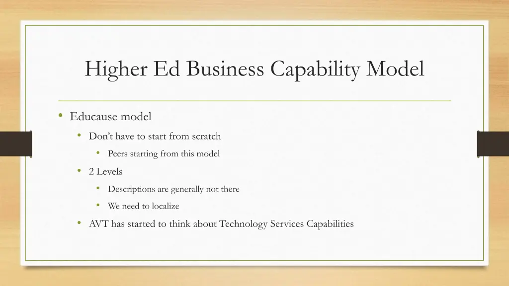 higher ed business capability model