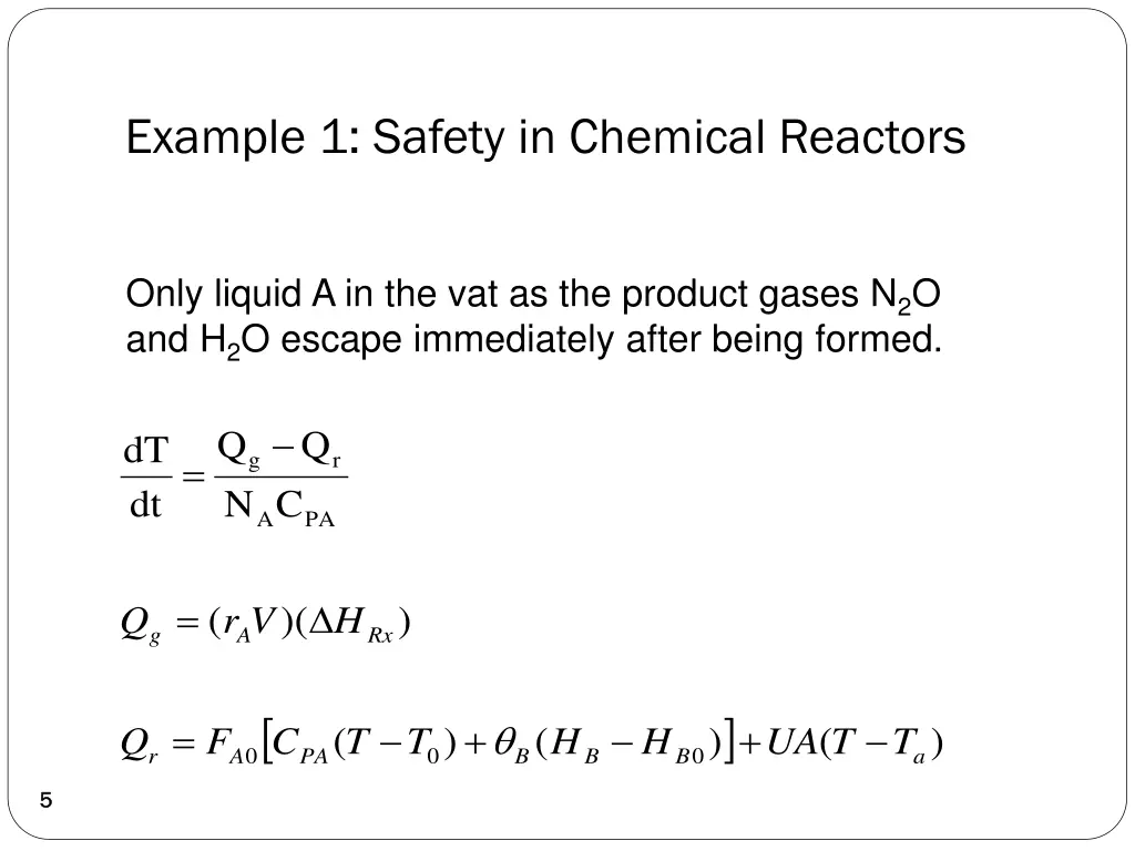 example 1 safety in chemical reactors 1