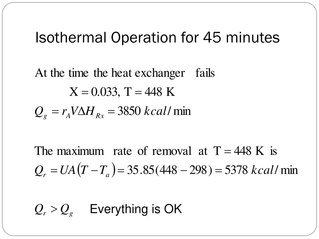 isothermal operation for 45 minutes