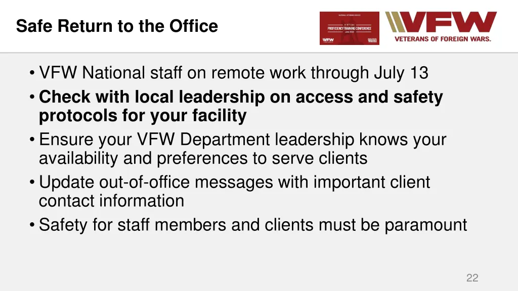 safe return to the office