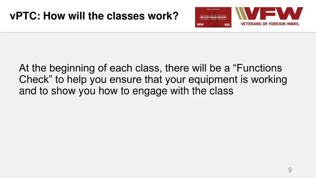 vptc how will the classes work