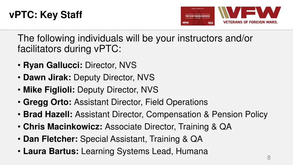 vptc key staff
