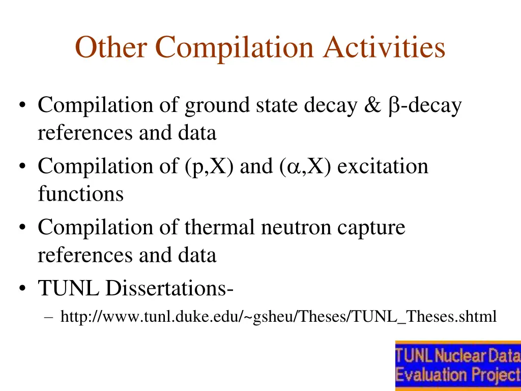 other compilation activities
