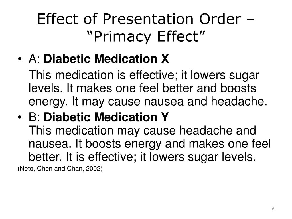 effect of presentation order primacy effect