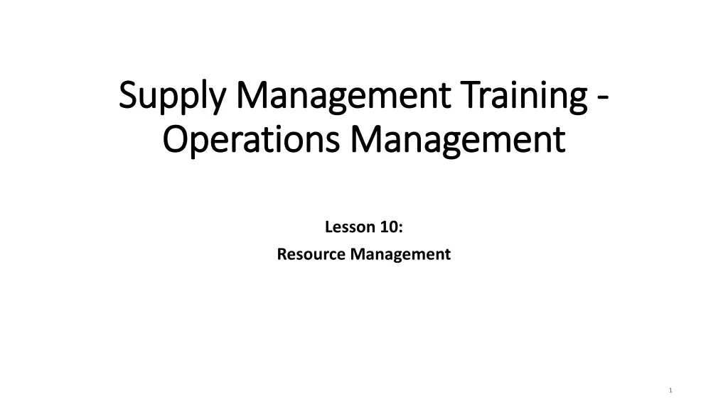supply management training supply management
