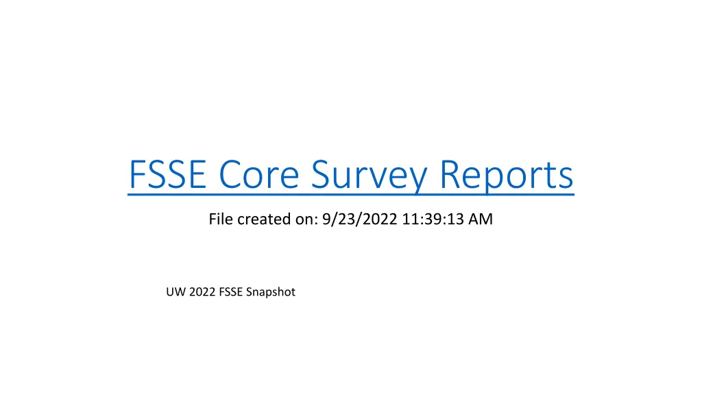 fsse core survey reports