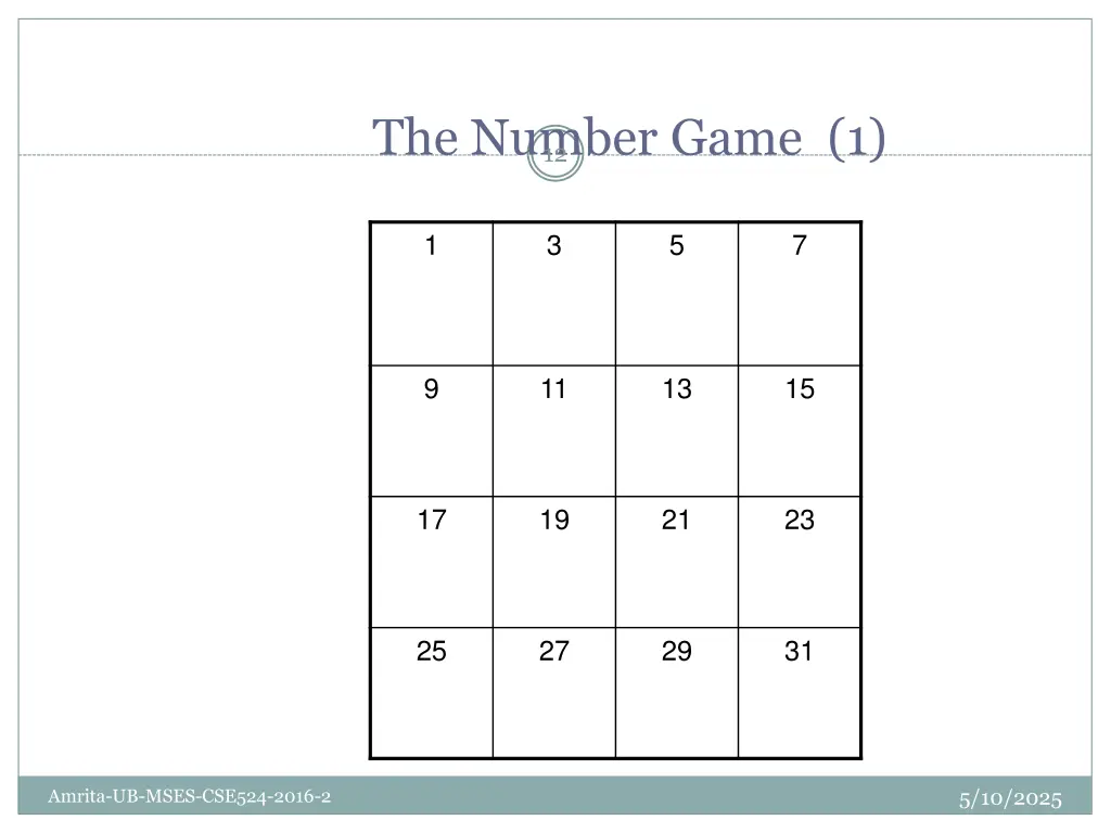 the number game 1 12