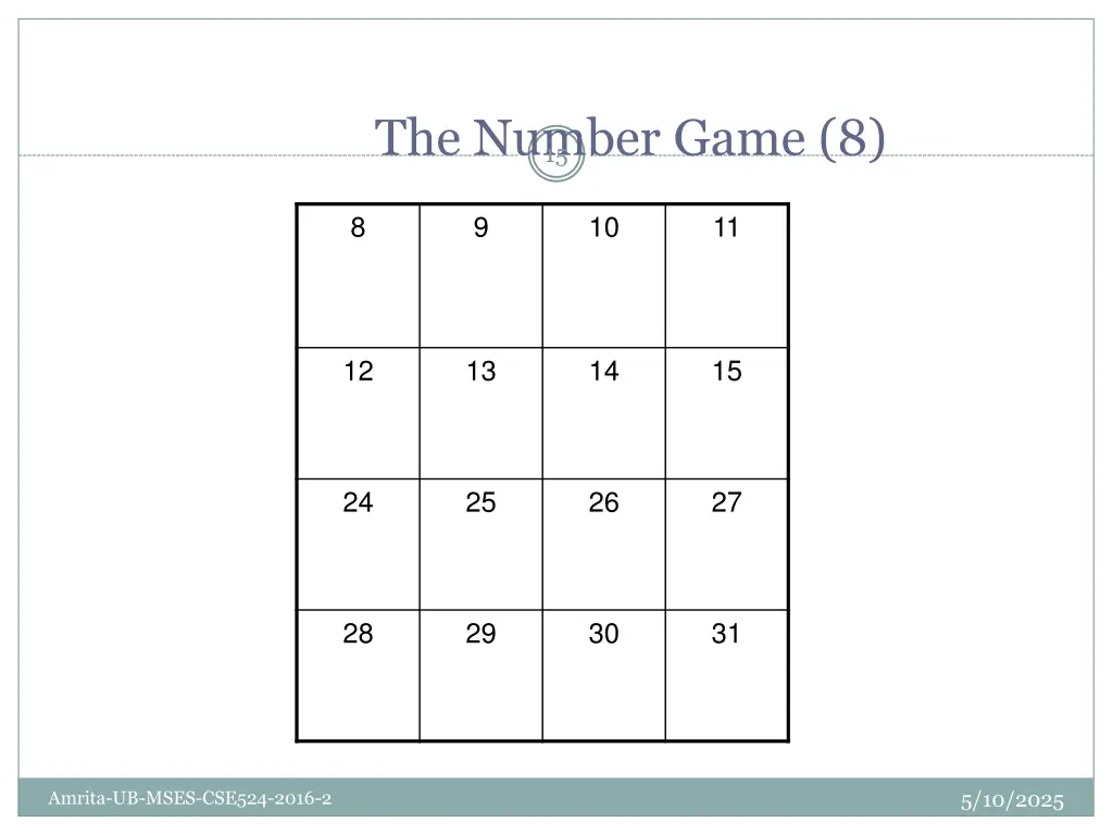 the number game 8 15