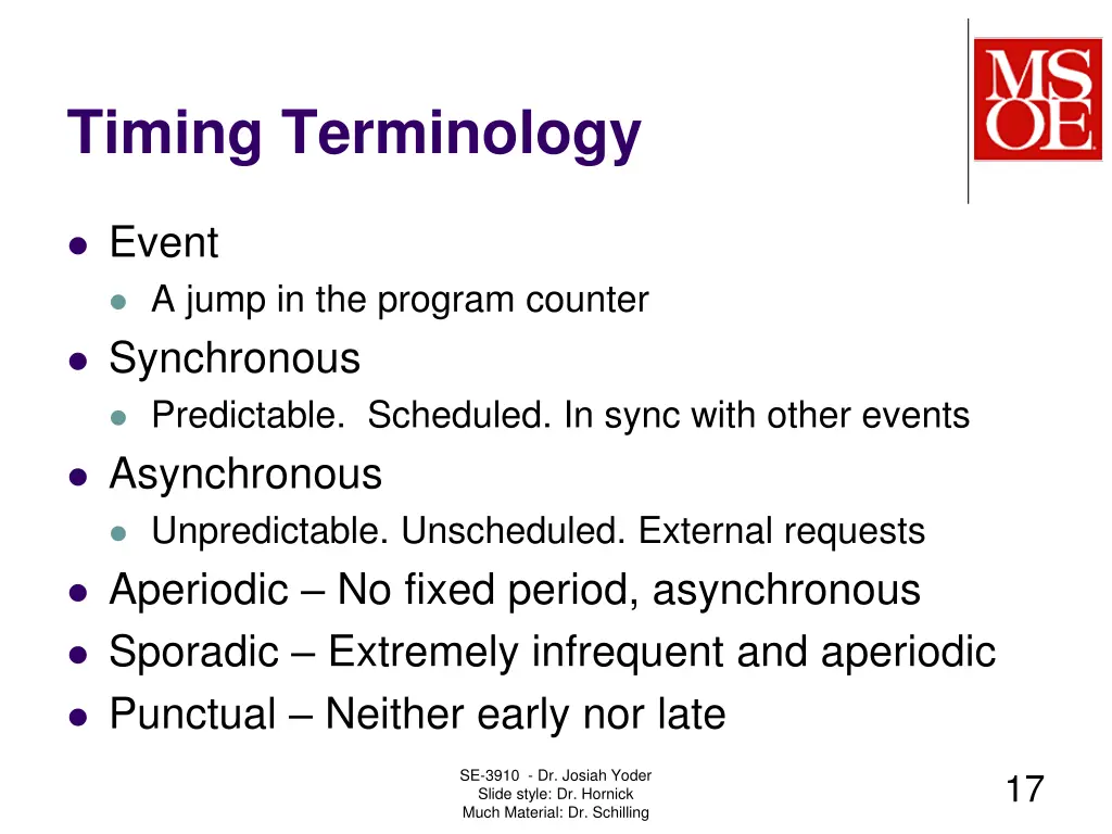 timing terminology