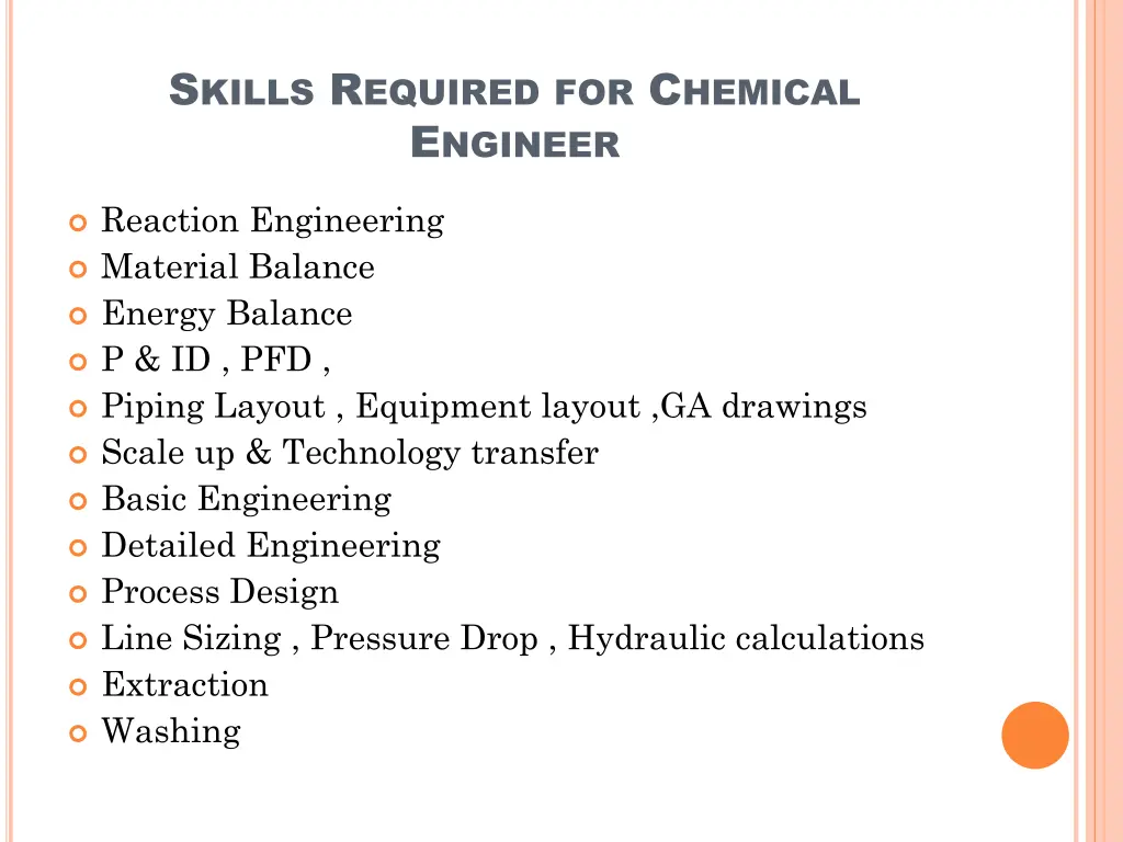 s kills r equired for c hemical e ngineer