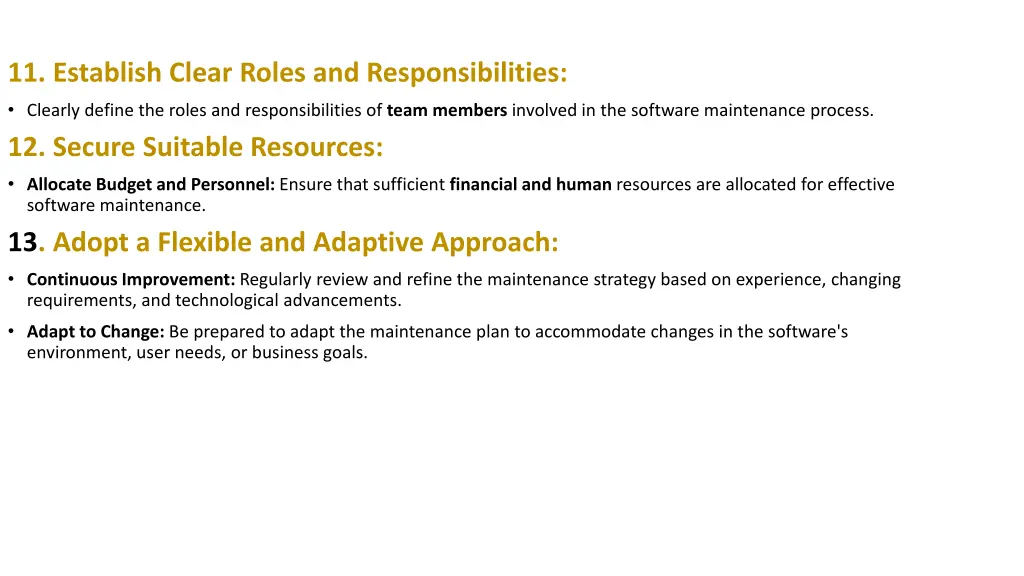 11 establish clear roles and responsibilities