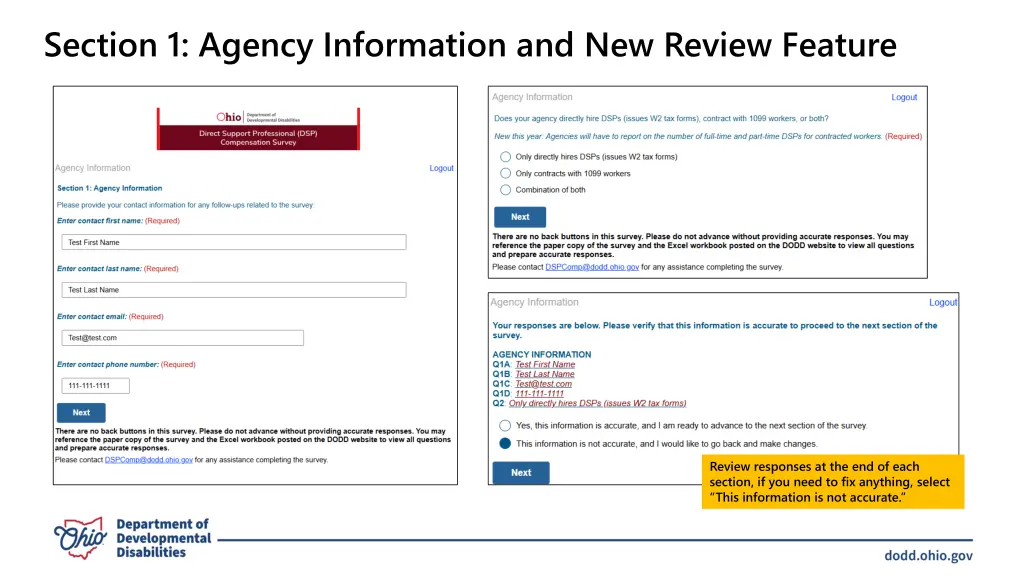 section 1 agency information and new review