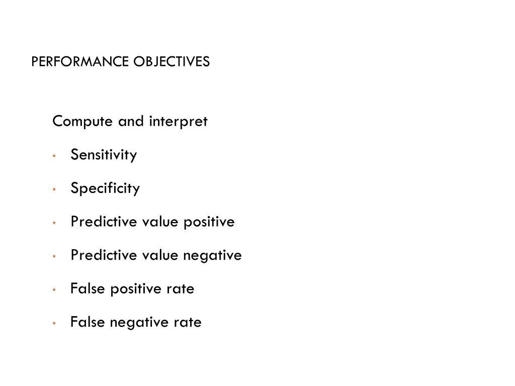 performance objectives