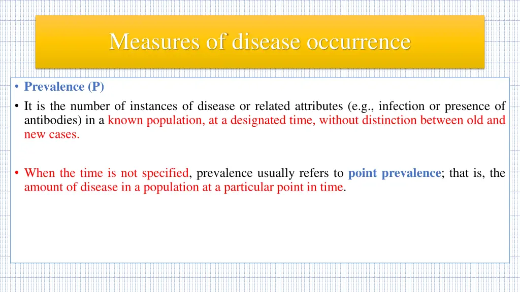 measures of disease occurrence