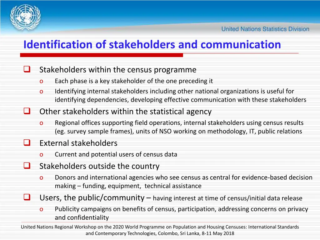 identification of stakeholders and communication