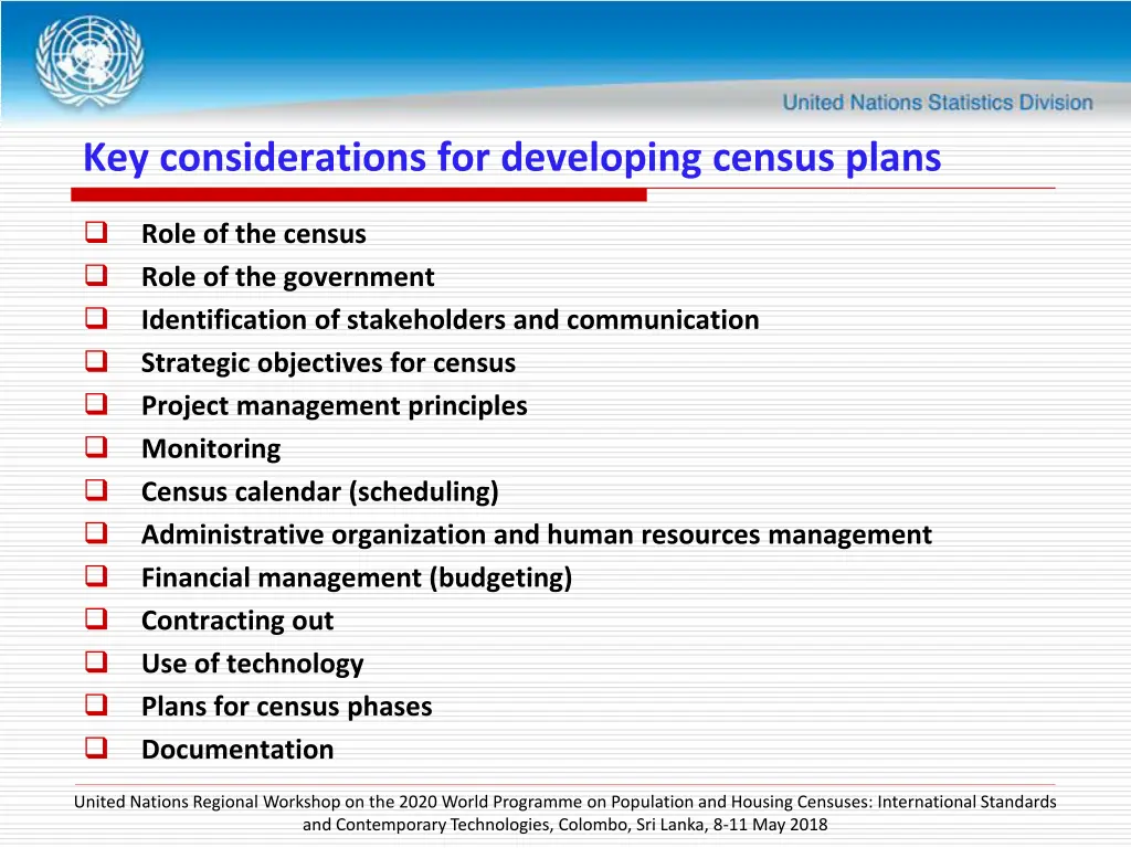 key considerations for developing census plans