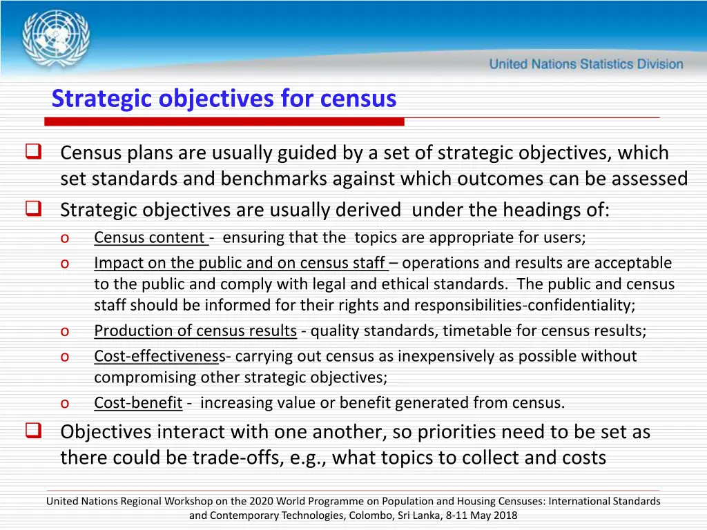 strategic objectives for census